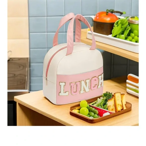 Elegant Cream Lunch Bag with Colorful Lettering ⭐️ ⭐️ - Picture 2 of 2